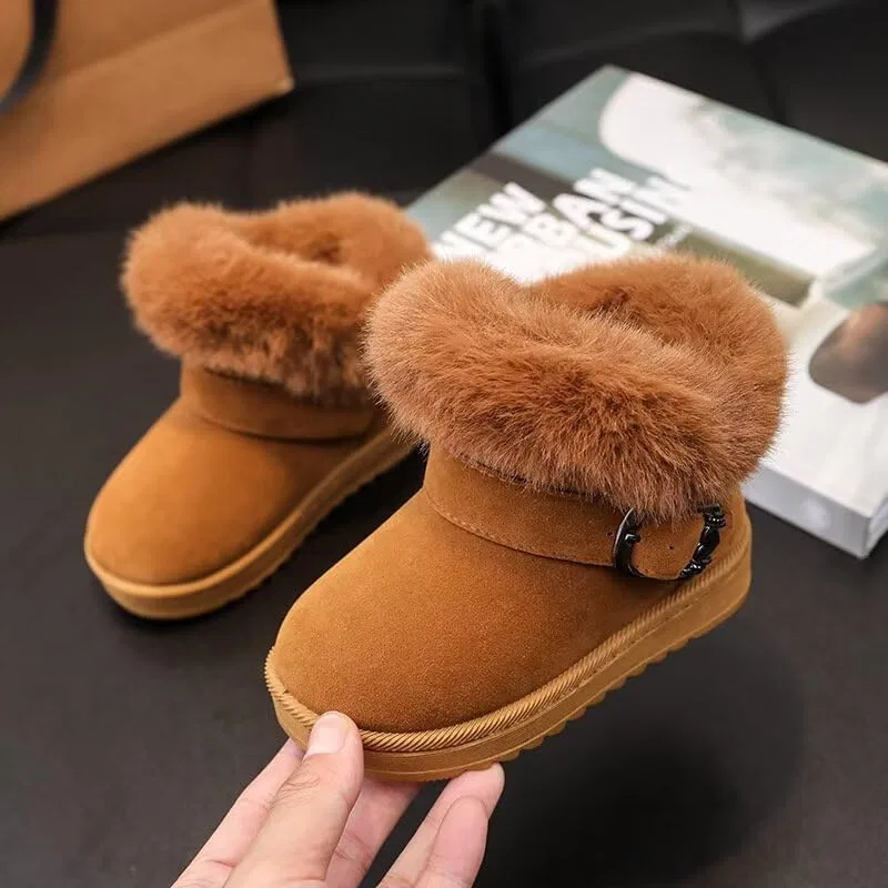 Детские зимние ботинки для девочек на нескользящей подошве Zonkacen, Brown — фото 3