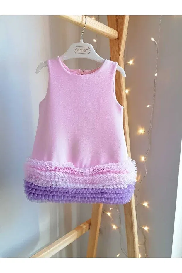 Детское платье для девочек из тюля с бретельками Canwin, Powder Pink