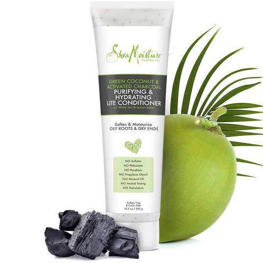Кондиционер для волос, 296 мл Shea Moisture Green Coconut & Activated Charcoal Purifying & Hydrating Lite Conditioner, Inna marka — фото 2
