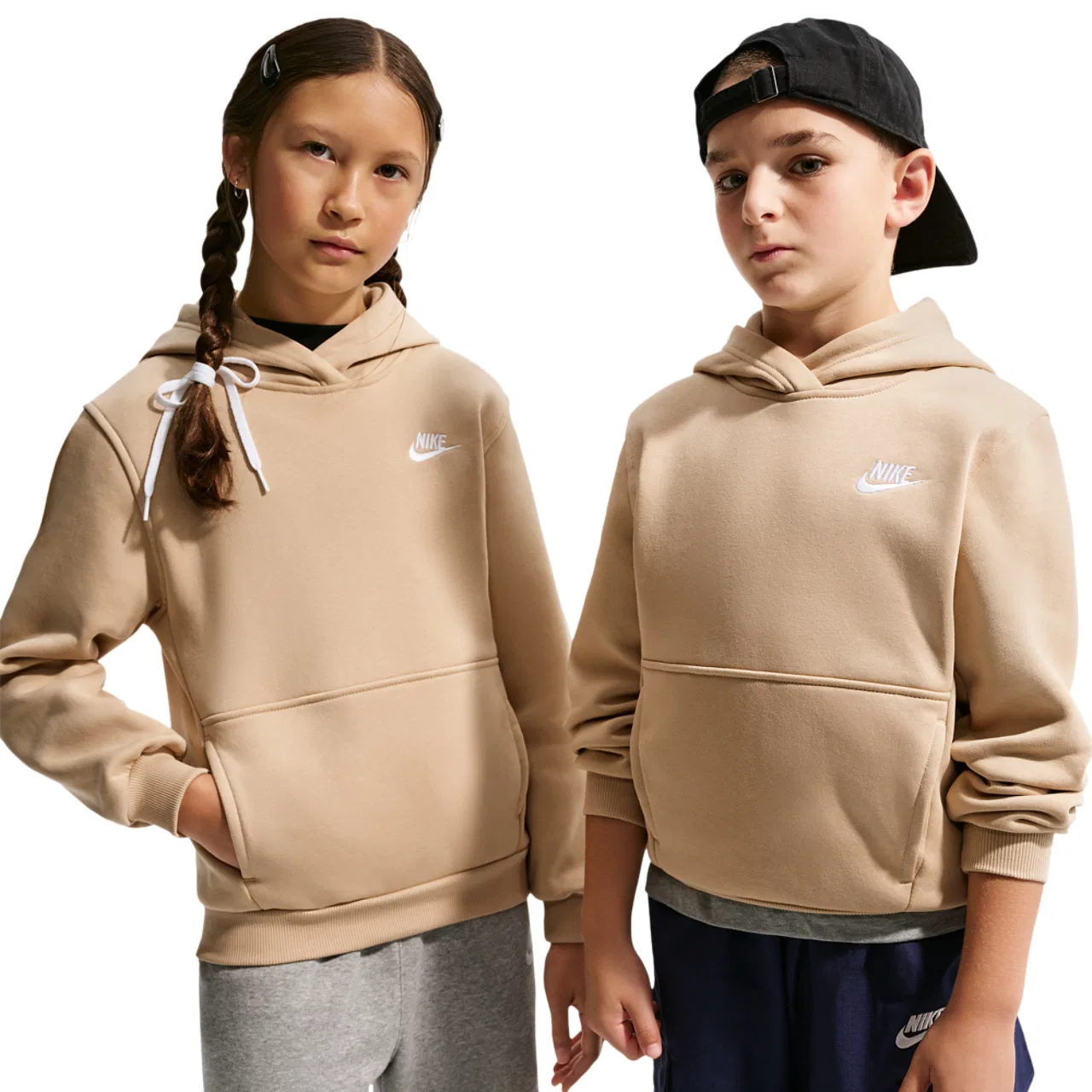 Детское худи для мальчиков с флисом Nike NSW Club LBR Fleece Hoodie, White/Linen