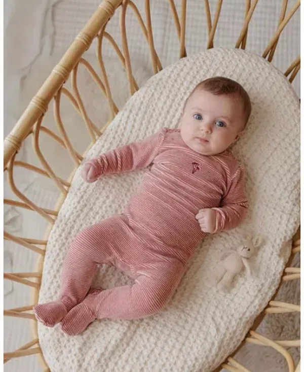 Детский комбинезон с длинным рукавом Velour Stripe Collection Ely'S & Co., Dark Pink — фото 2