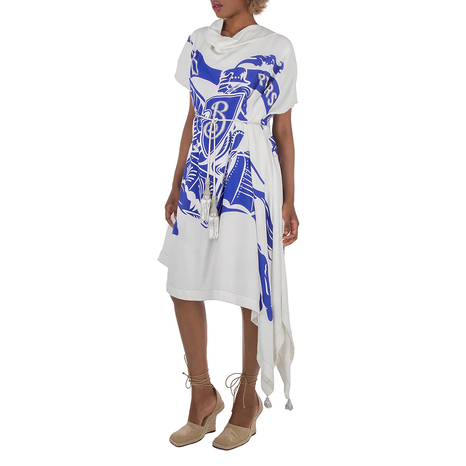 Платье из вискозы с принтом EKD Print Viscose Flag Dress Burberry, White Ip Pat — фото 2
