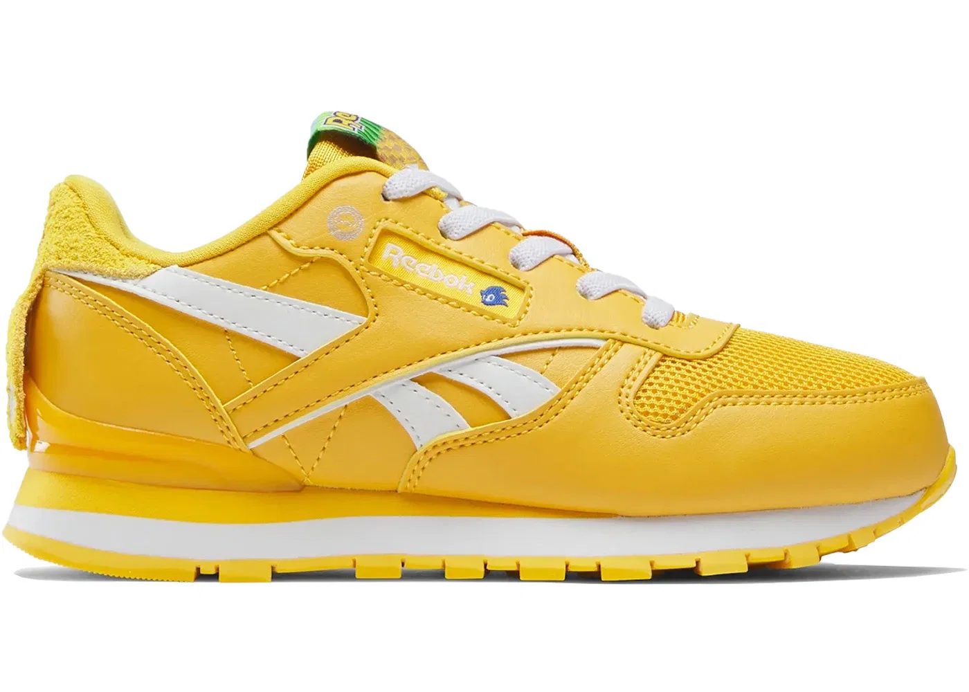 Детские кроссовки Lifestyle с подсветкой Reebok Classic Leather Step 'N' Flash Sonic the Hedgehog 3 Tails (PS), Gold/White/Gold