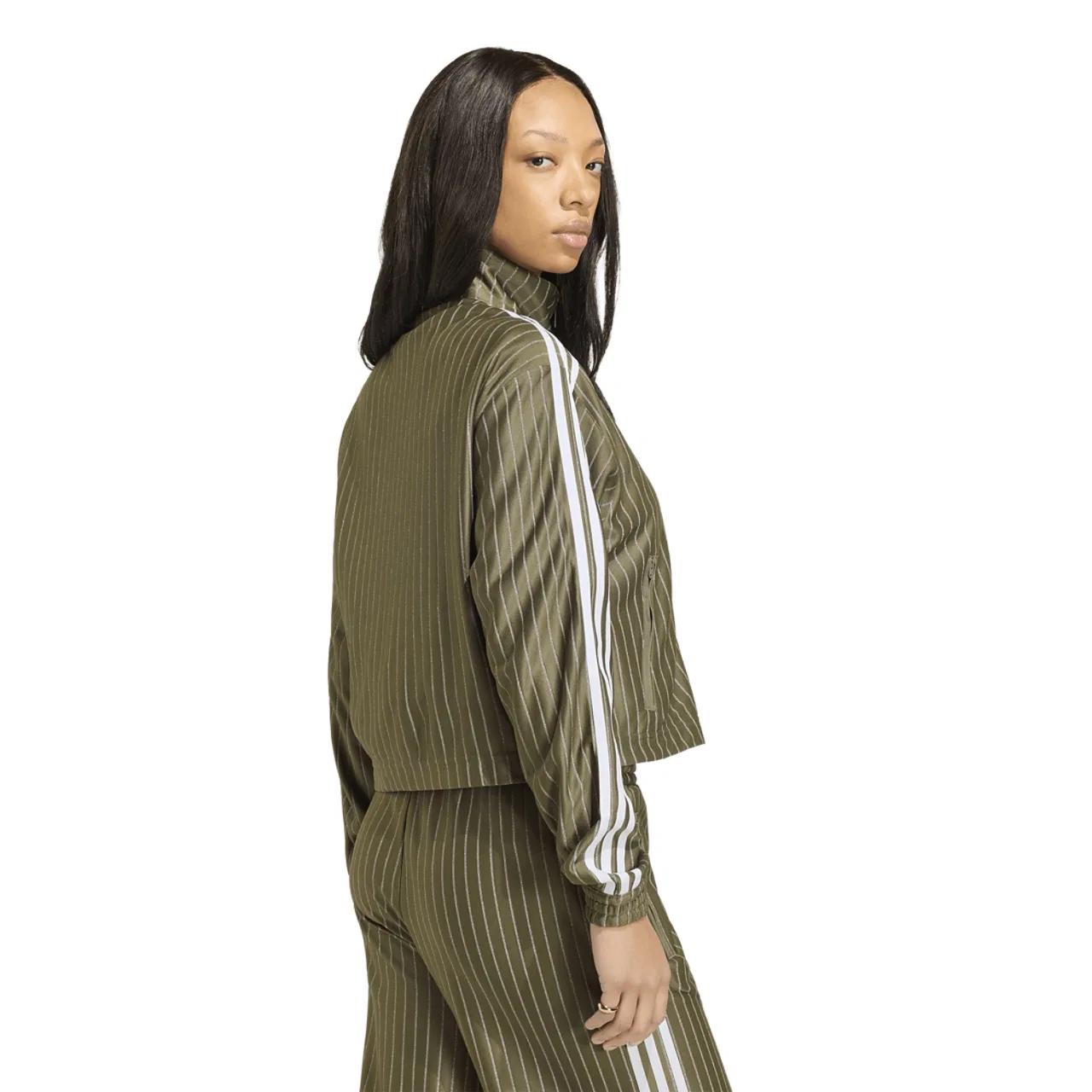 Женская куртка Firebird Pinstripe Track Top Adidas, цвет Branch/Silver Metallic — фото 2