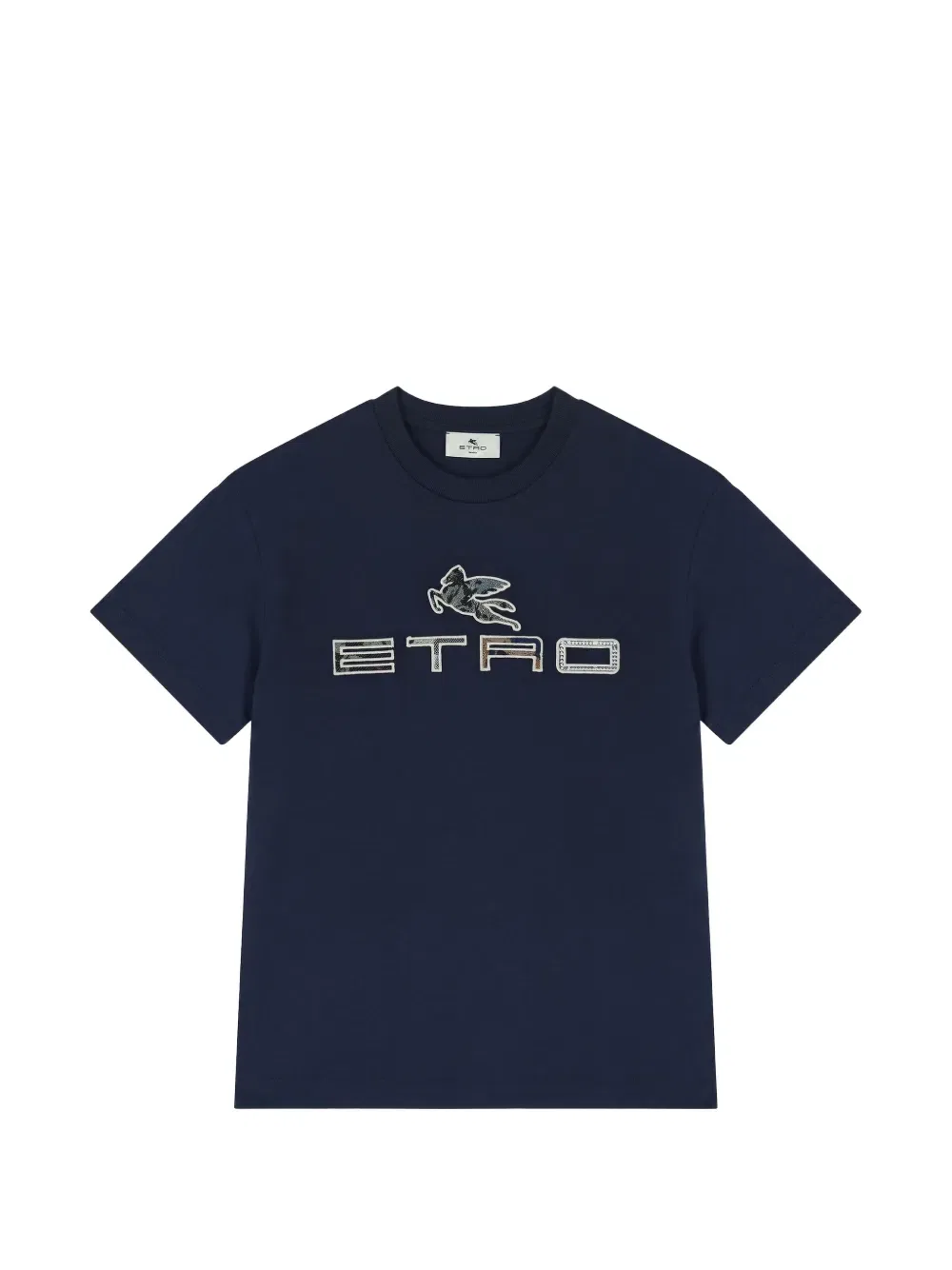 Футболка с нашивкой-логотипом Pegaso Etro Kids, темно-синий