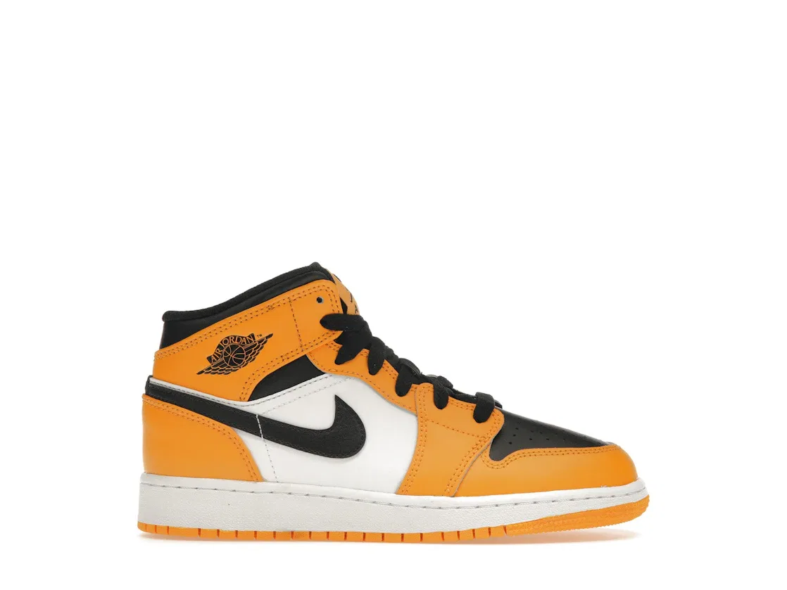 Детские кроссовки с кожаным верхом Jordan 1 Mid, Taxi/White-Black