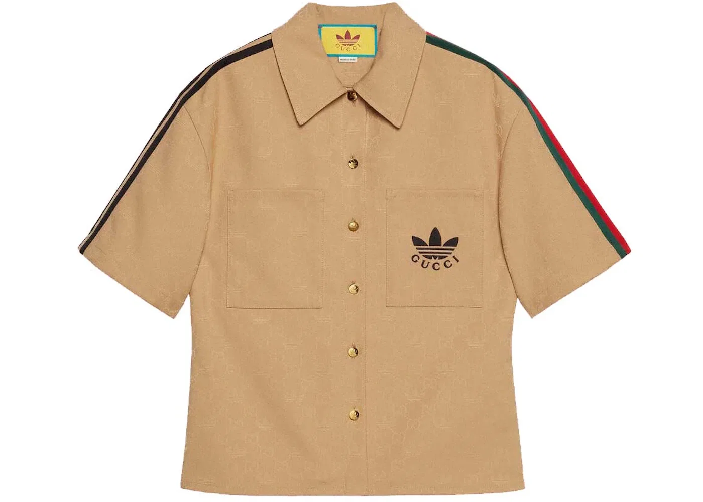 Женская рубашка с жаккардовым узором Gucci x Adidas Shirt, Beige