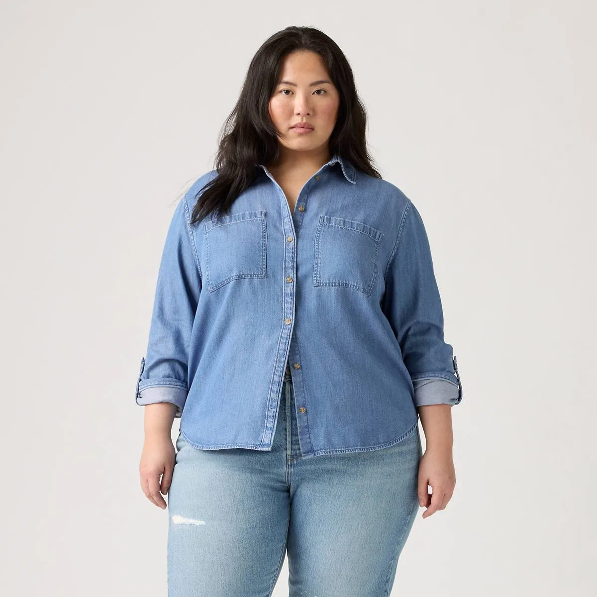 Рубашка с длинными рукавами Aspen Utility (большой размер) Levi's, Midtown Blue - Medium Wash — фото 3