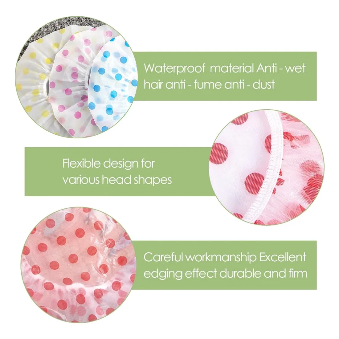 Шапочка для душа Pack of 6, Elastic Waterproof, WMUVAZA, Multicoloured — фото 4
