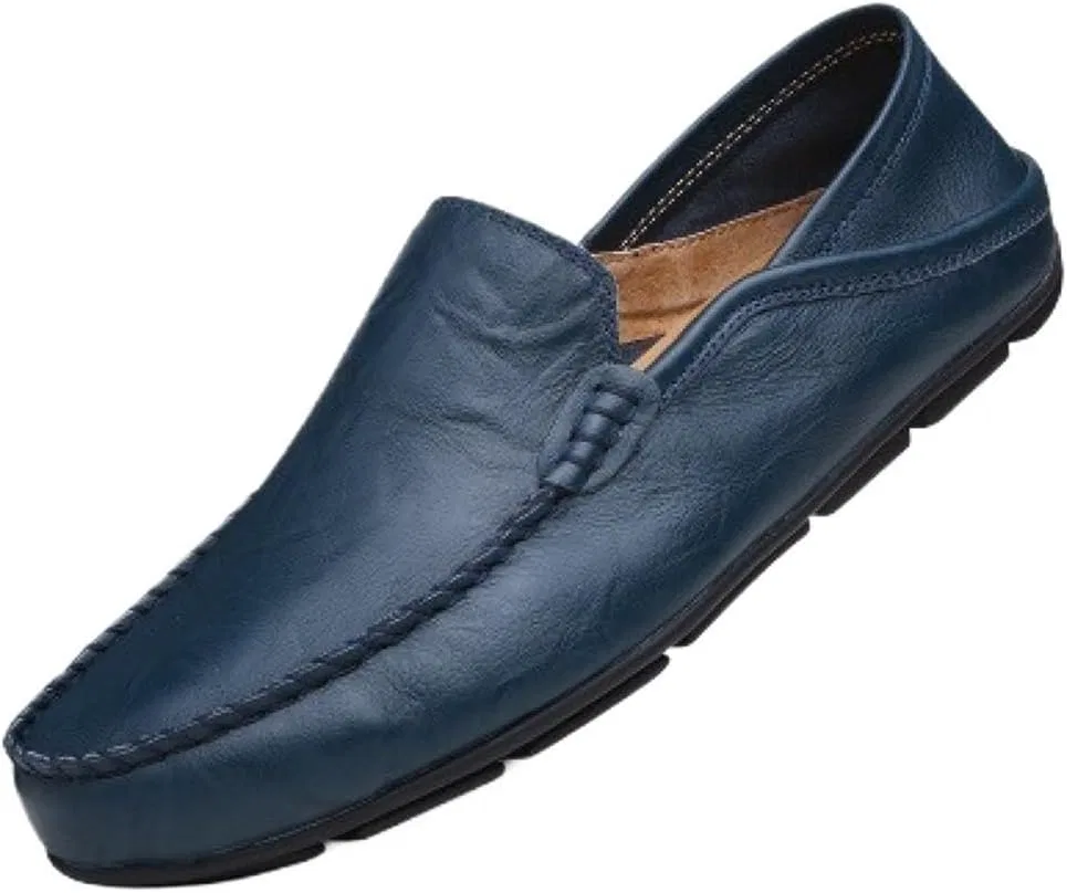 Лоферы мужские, кожаные, Round Toe, синий DHFIRUFSHLO