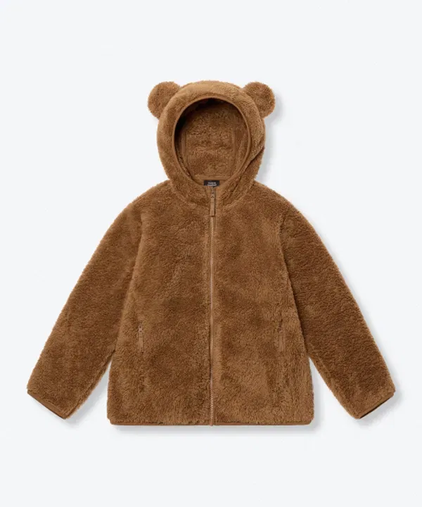 Флисовая худи с капюшоном и ушами, Musinsa Standard Kids, коричневый — фото 3