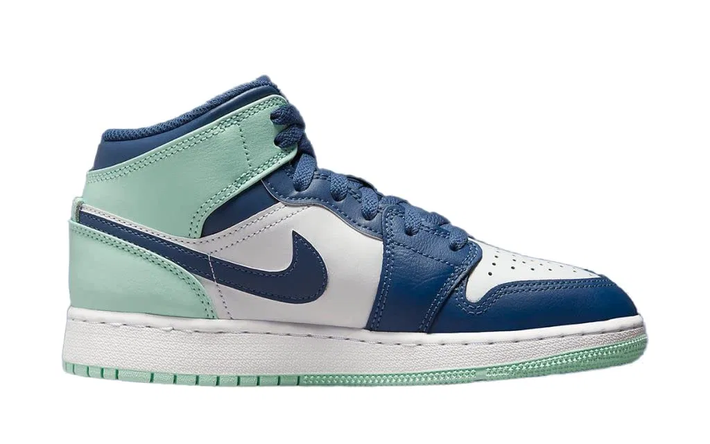Мужская футболка с принтом Air Jordan 1 Mid Shoes NIKE, Mystic Navy Mint Foam White — фото 2