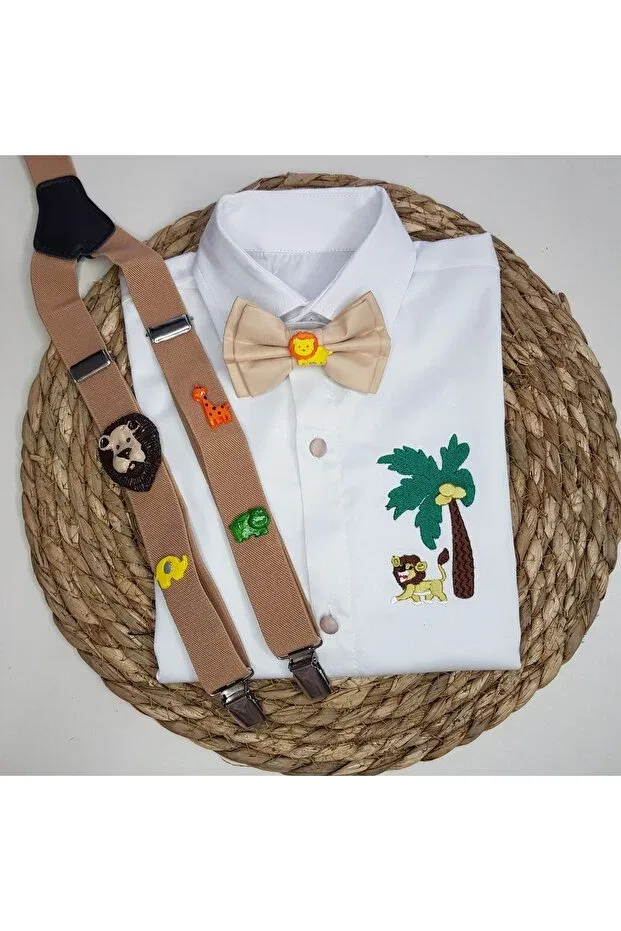 Детская рубашка для мальчиков с принтом Aski bow tie shirt Generic Brands, Beige White