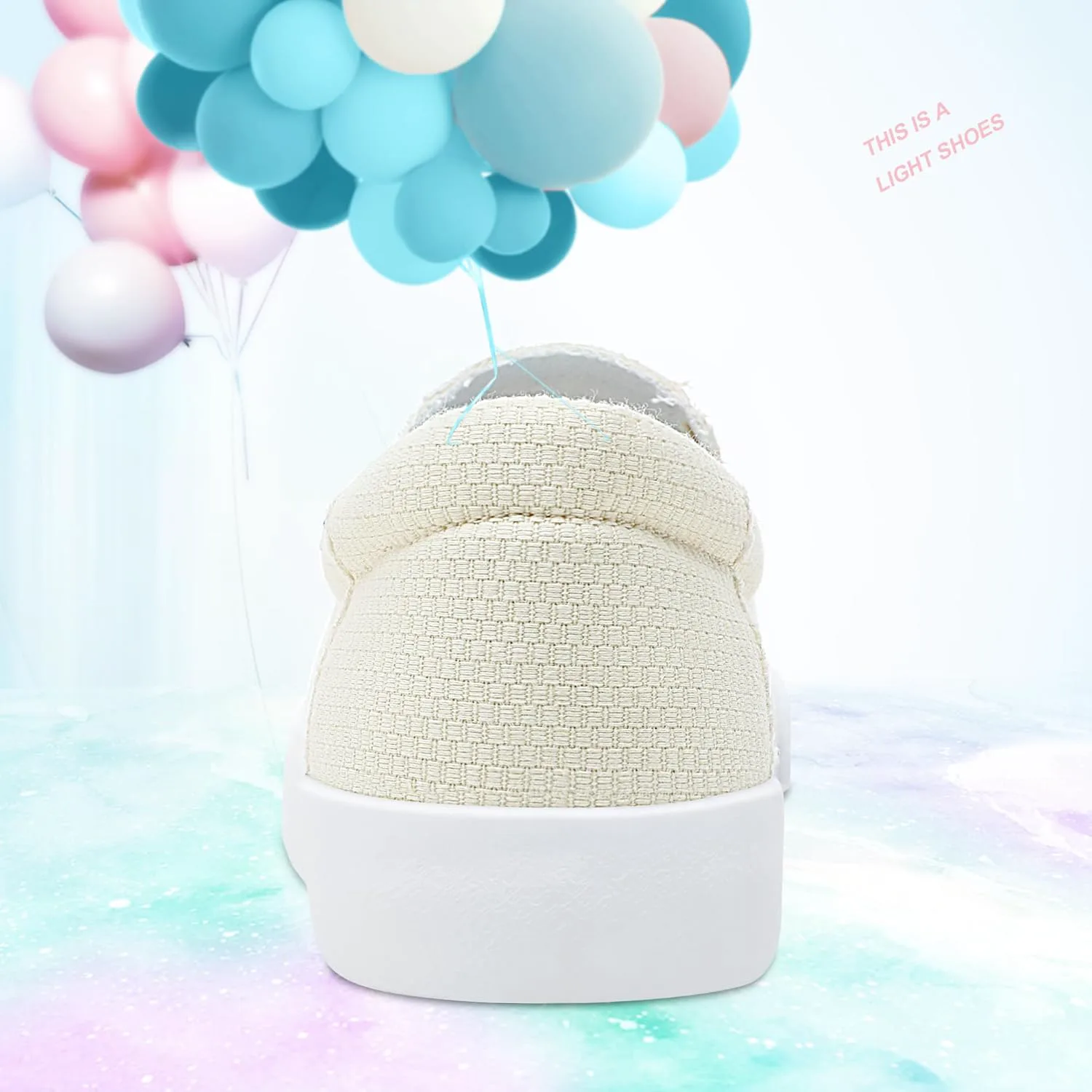 

Obtaom слипоны на тканевой основе, удобные кеды с поддержкой свода стопы, повседневные модные кроссовки из ткани, бежевый