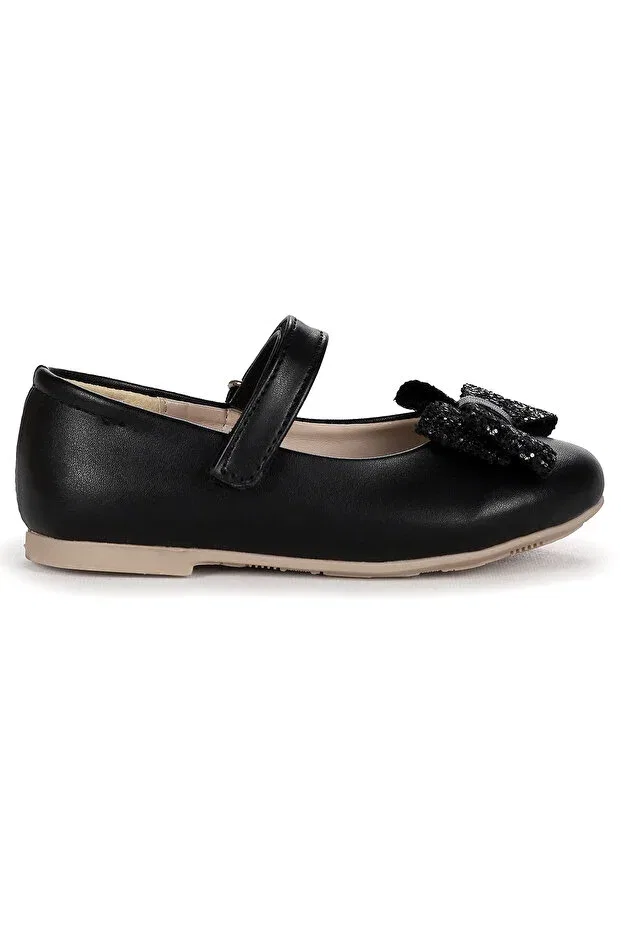 Детские балетки для девочек с бантом Kiko Kids, Black — фото 4