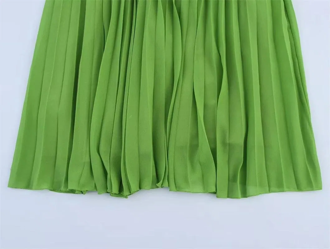 Женское асимметричное платье с одним плечом, плиссированная миди, Soft, Green — фото 4