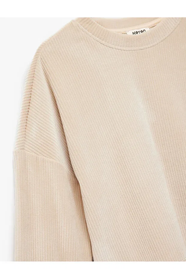 Детские свитшот для девочек с длинным рукавом Koton, Beige — фото 4
