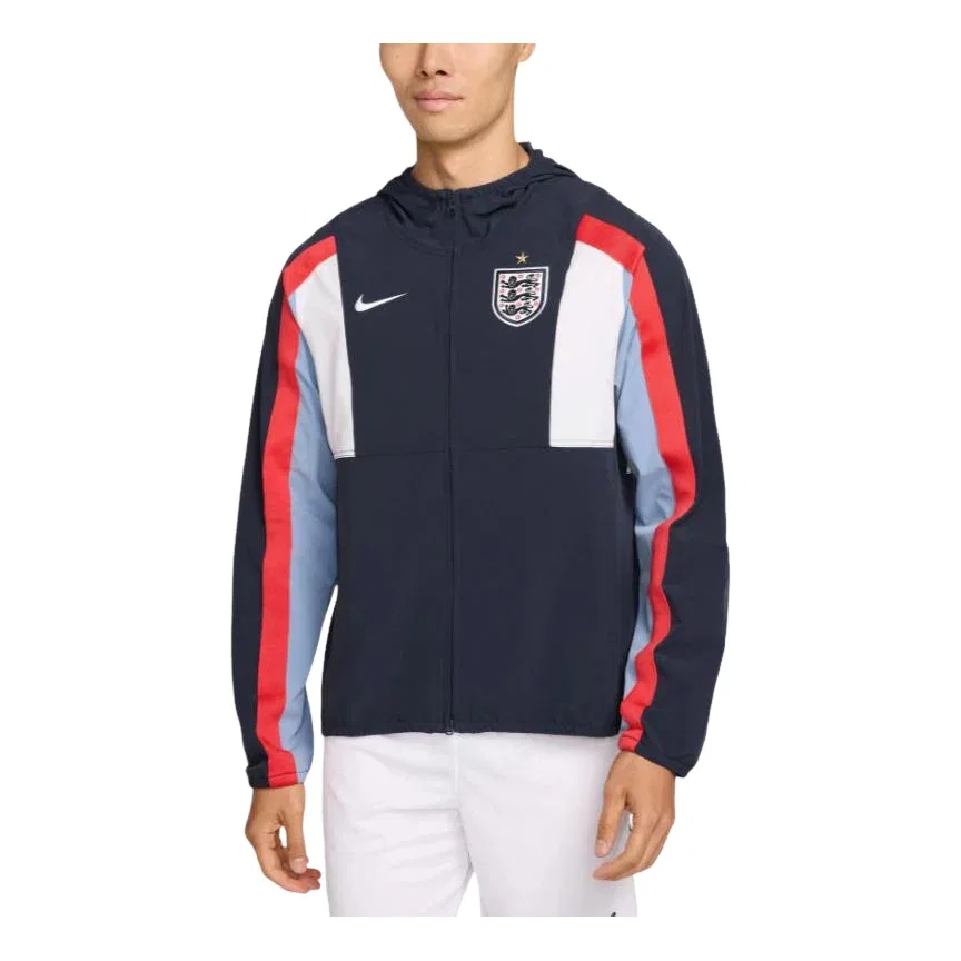 Мужская куртка Nike England Energy Dri-FIT Woven Jacket Obsidian Work Blue Speed Red, синий