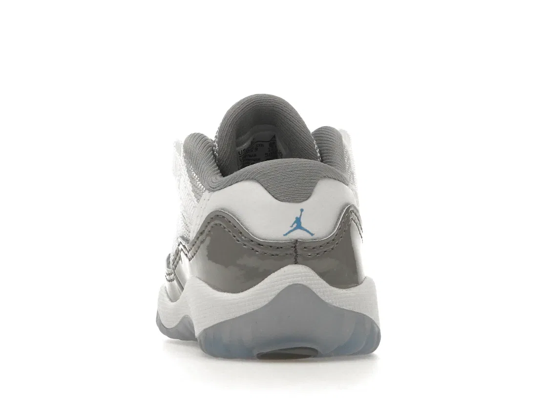Детские кроссовки Lifestyle с патентованной кожей Jordan 11 Retro Low, White/Cement Grey/University Blue — фото 4