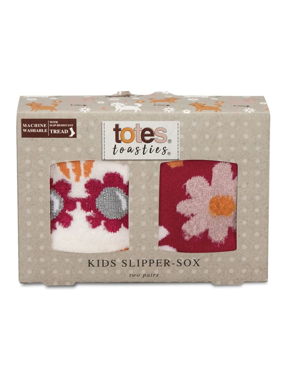 Носки-тапочки Totes Red Tosties Kids Original, 2 пары, красный — фото 4