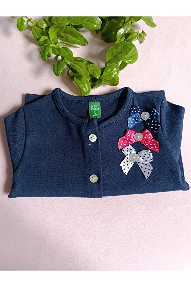 Детский кардиган для девочек хлопковое Seasonal Cotton Ribbon Detail Minilkabebe, Navy Blue — фото 2