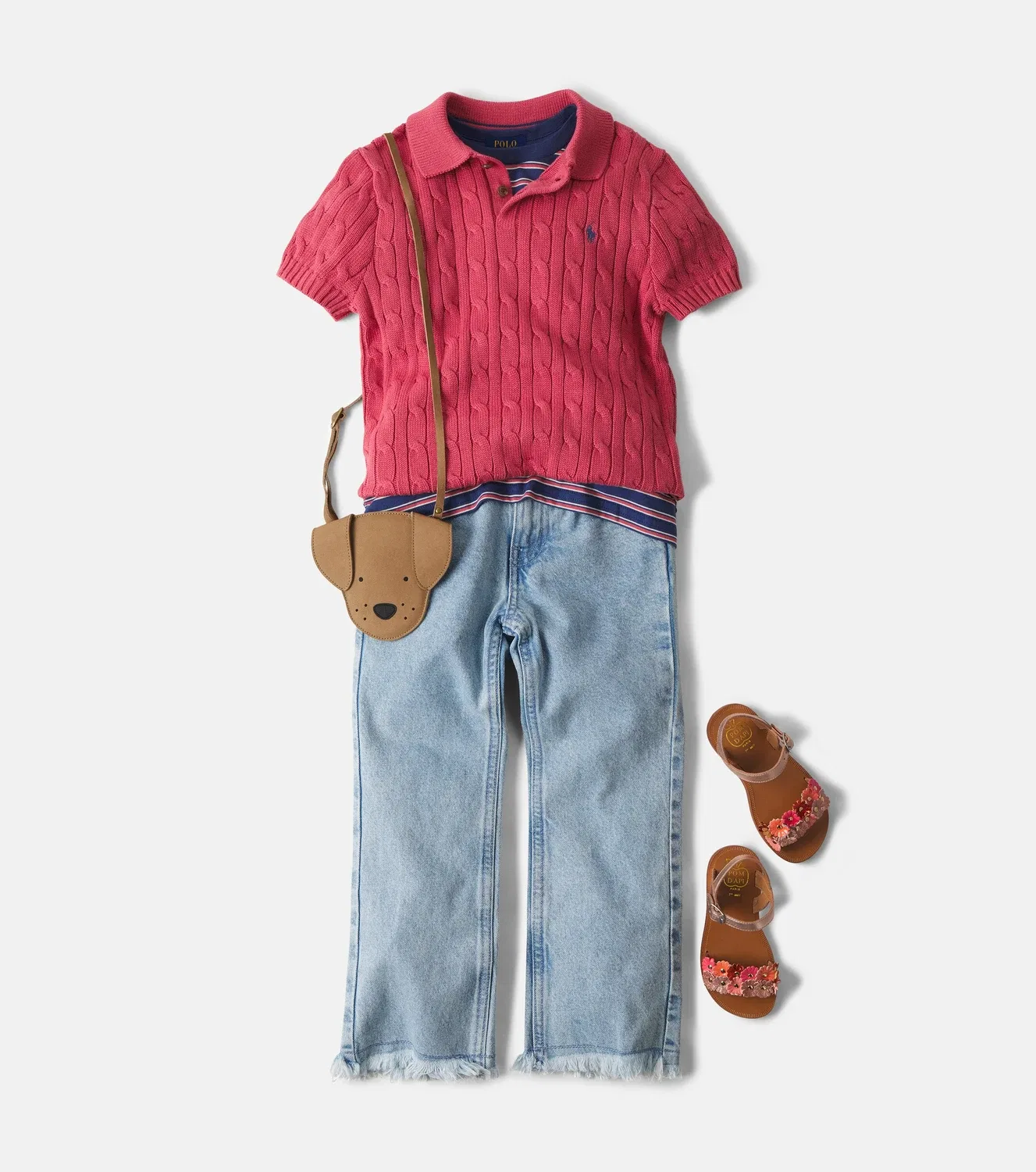 Детское вязаное поло с воротником поло Polo Ralph Lauren Kids, розовый — фото 2