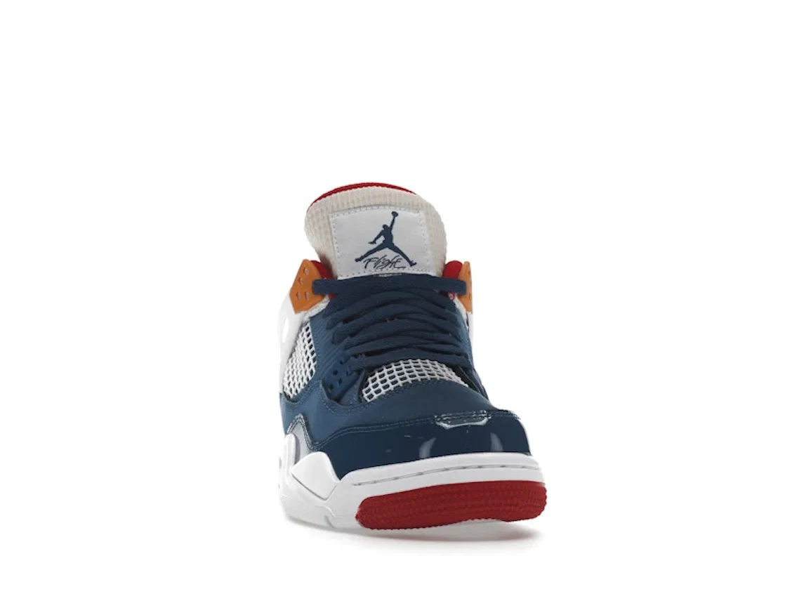 Детские кроссовки Lifestyle с принтом Jordan 4 Retro, French Blue/White/Gym Red/Pearl White — фото 2