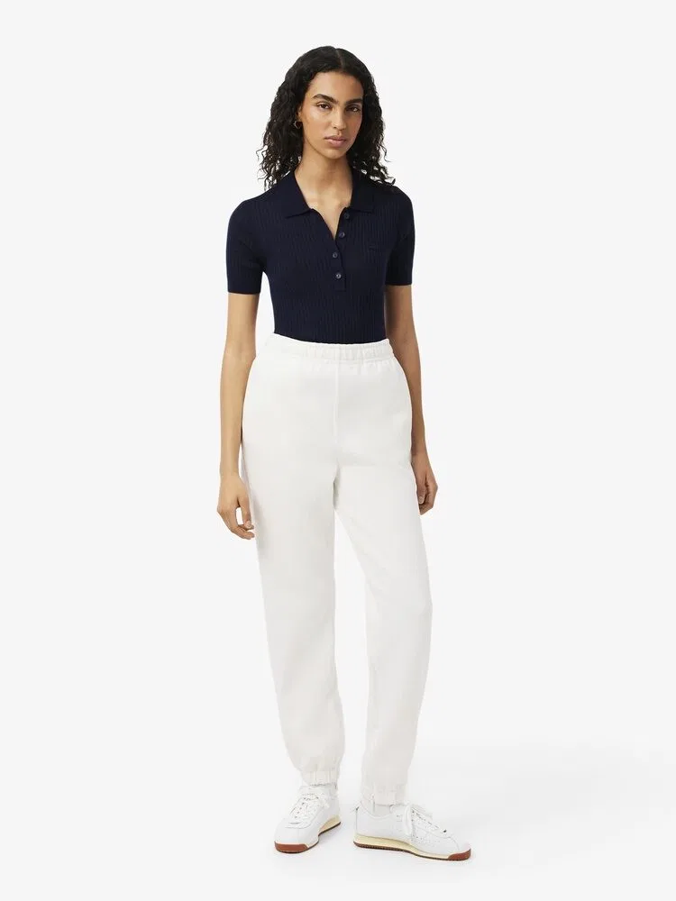 Брюки LACOSTE из пике White, широкие, базовые