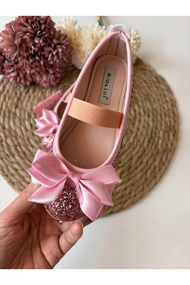 Детские балетки для девочек с блестками Bebeğim Butik, Pink — фото 2
