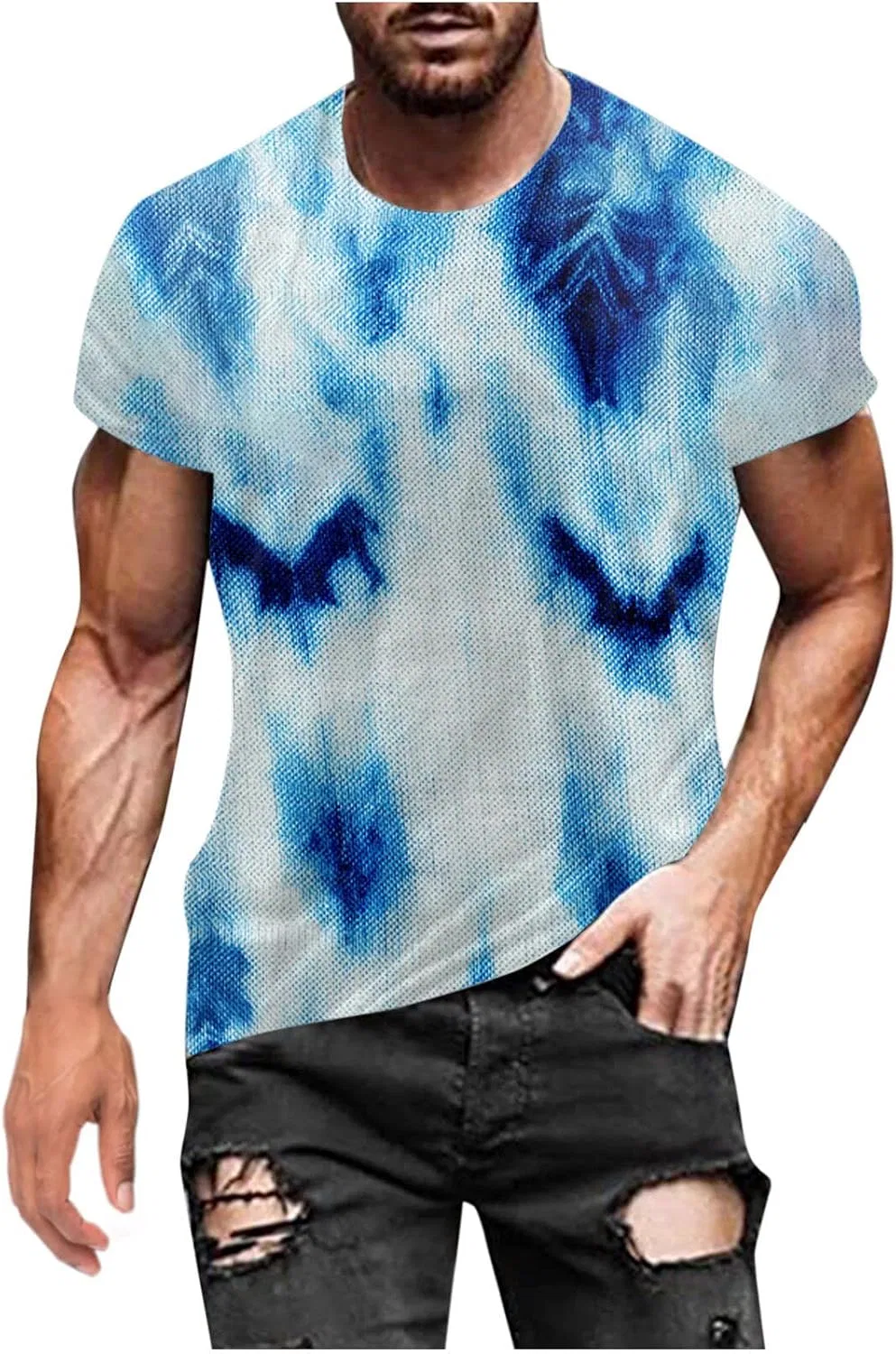 Мужская футболка с принтом тай-дай Slim Fit, Blue