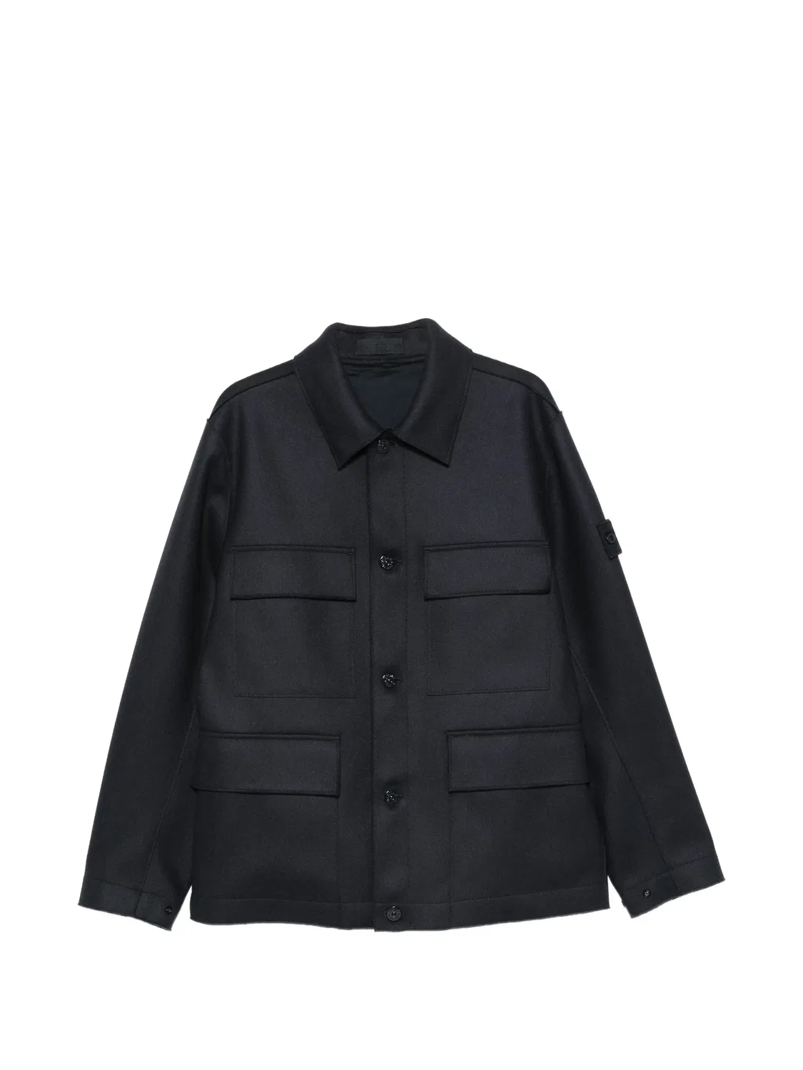Пальто с накладными карманами шерстяное синее Stone Island, синий