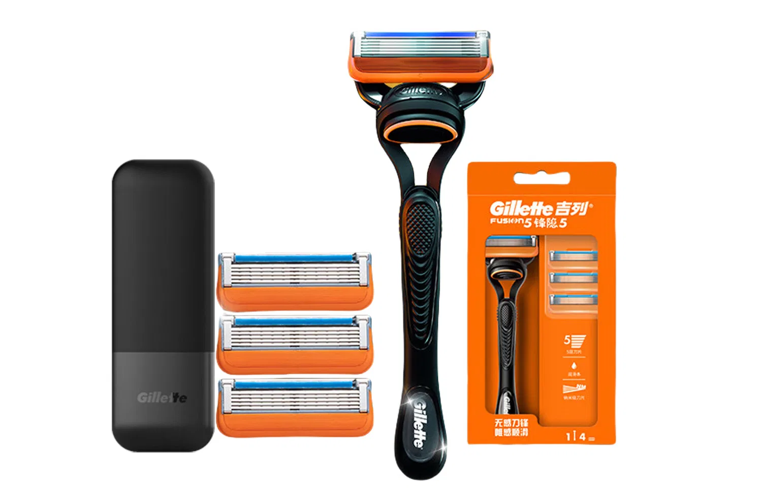 Мужской набор для бритья с 5 лезвиями, модель Stealth Speed 5, Gillette, Black — фото 4
