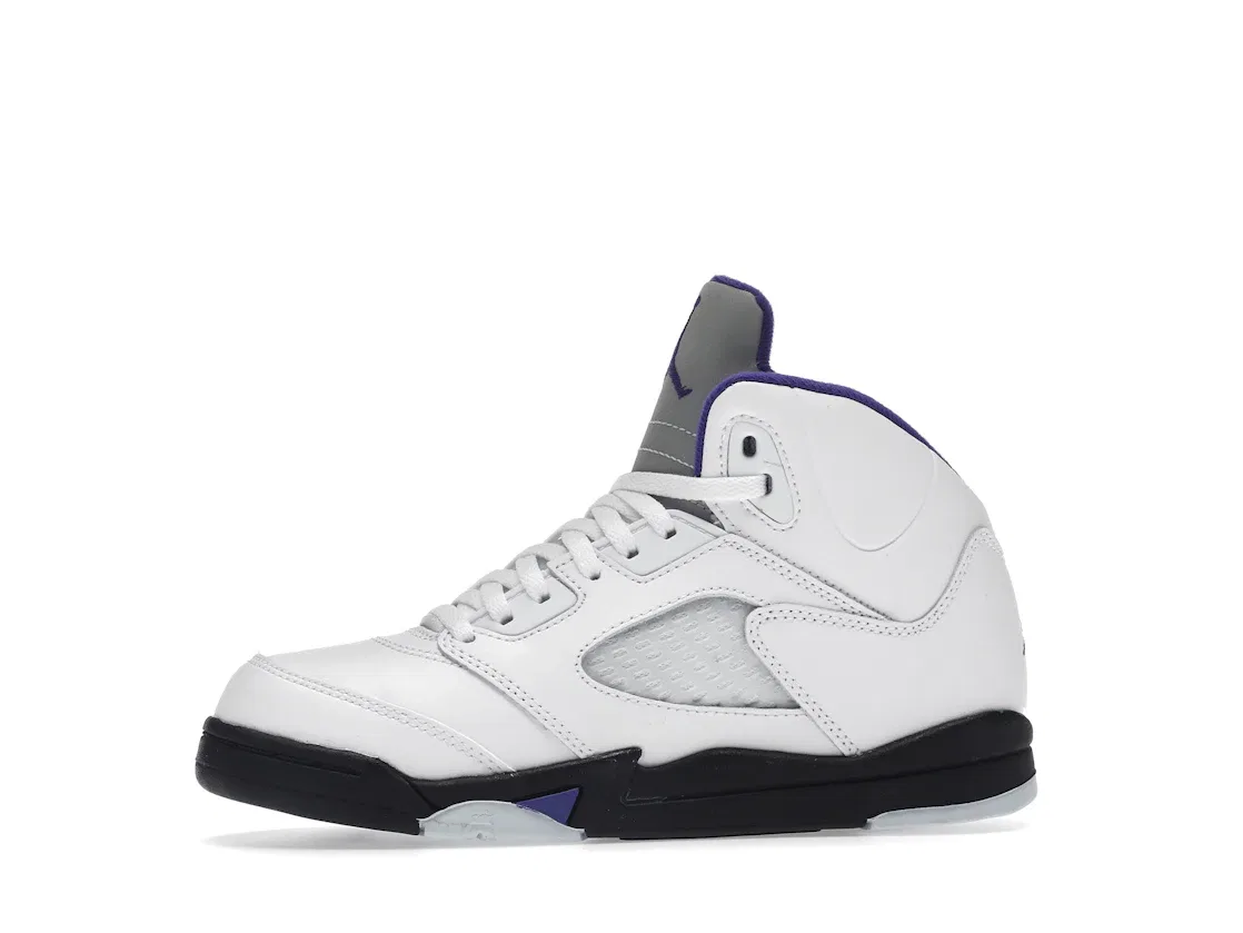 Детские кроссовки с высоким верхом Jordan 5 Retro, White/Dark Concord-Black — фото 3