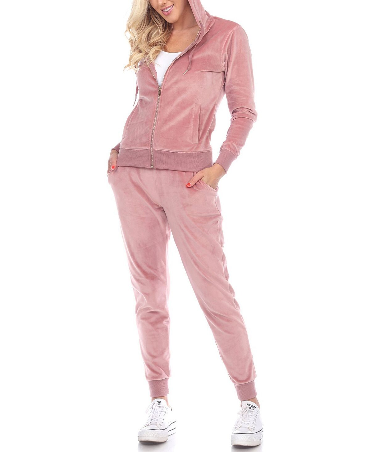 

Женский велюровый спортивный костюм loungewear 2pc set White Mark, розовый