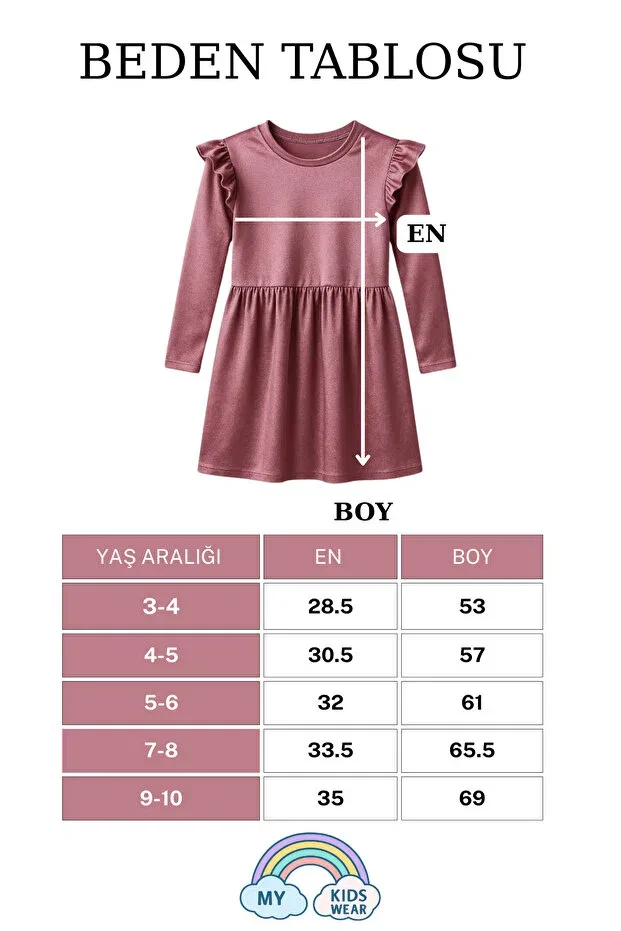 Детское платье для девочек с длинным рукавом My Kids Wear, Dried Rose — фото 3