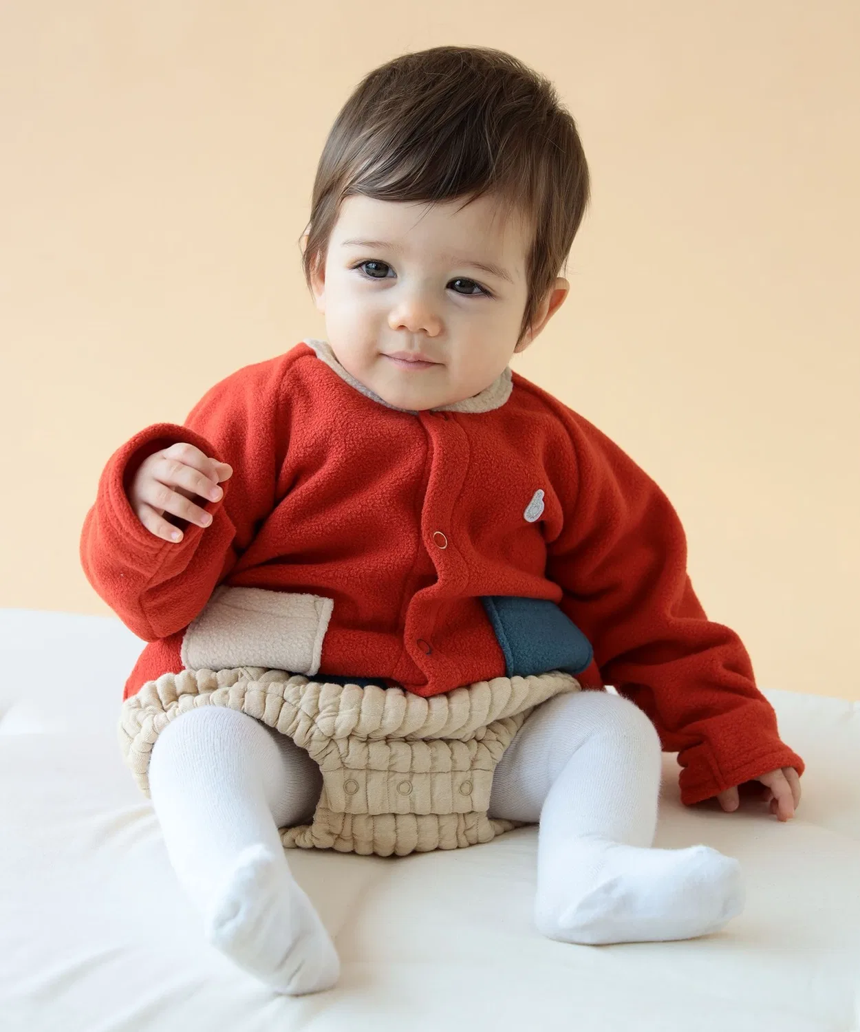 Детский флисовый кардиган с длинным рукавом модель Baby Fleece Cardigan Kodomo Beams, Orange