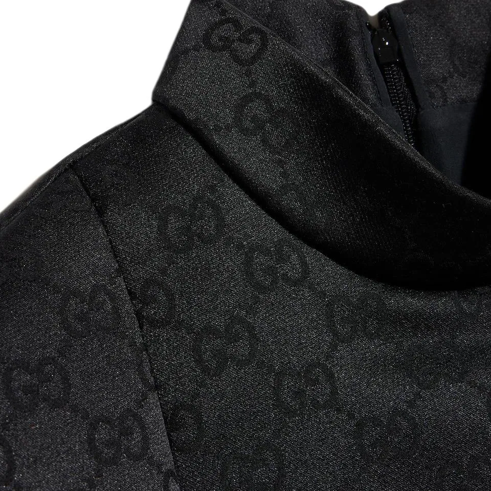 Женское платье без рукавов с воротником-стойкой, черное, GUCCI, Black — фото 3