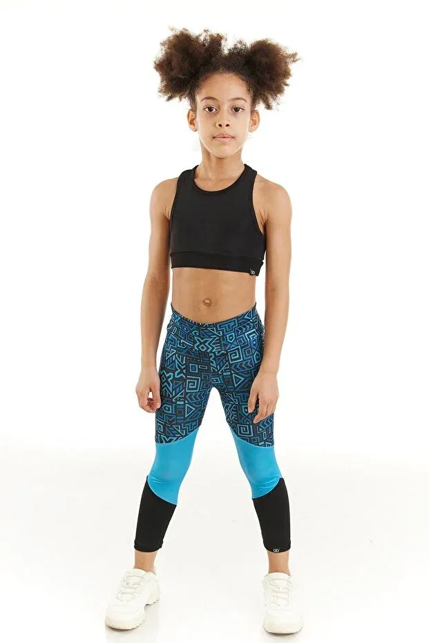 Детские леггинсы для девочек с принтом Stay Active Color Block Leggings Colorinas, Turquoise