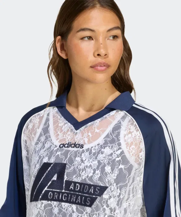Футболка с кружевной вставкой Adidas, белый ночной индиго — фото 4