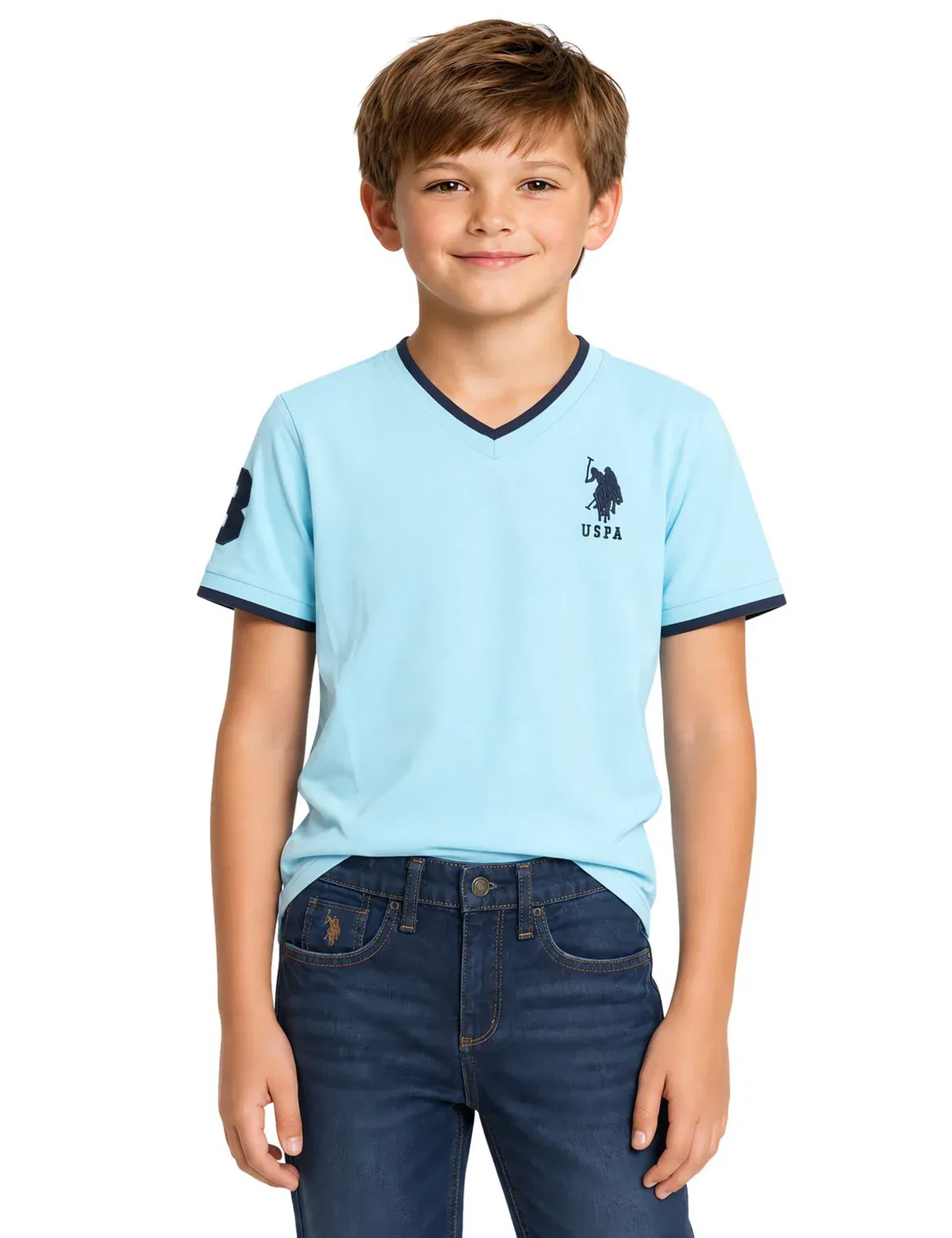 Простая футболка с V-образным вырезом для мальчиков U.S. Polo Assn, Tropical Breeze