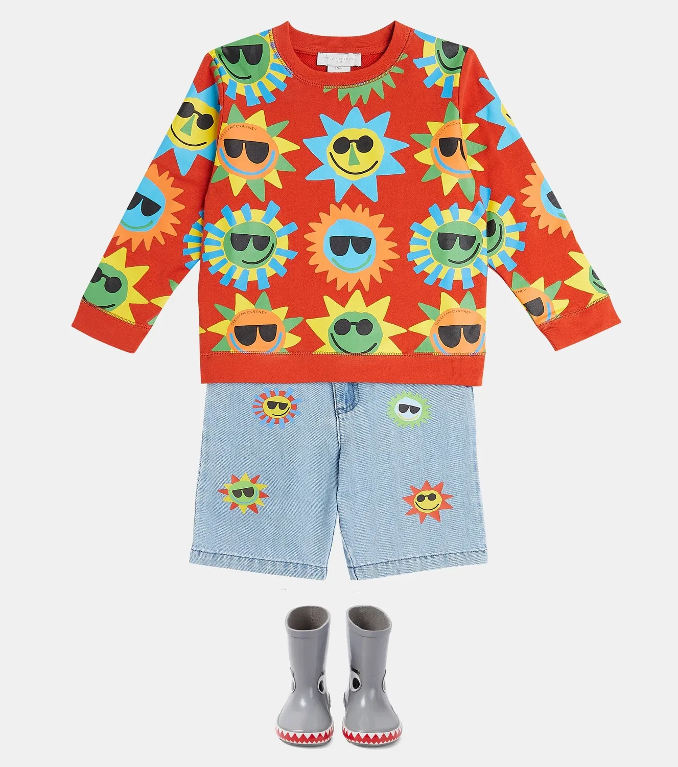 Свитшот хлопковый Stella Mccartney Kids, оранжевый — фото 2