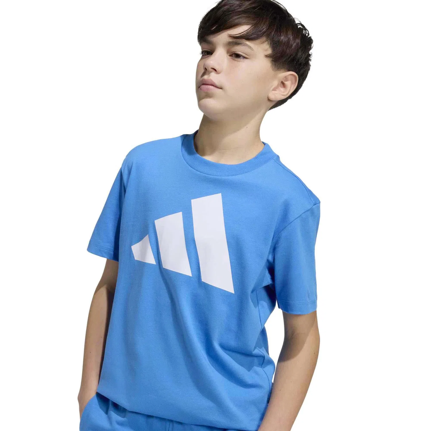 Детская футболка с коротким рукавом Adidas Sport J Bl Tee 160, Hellblau — фото 4