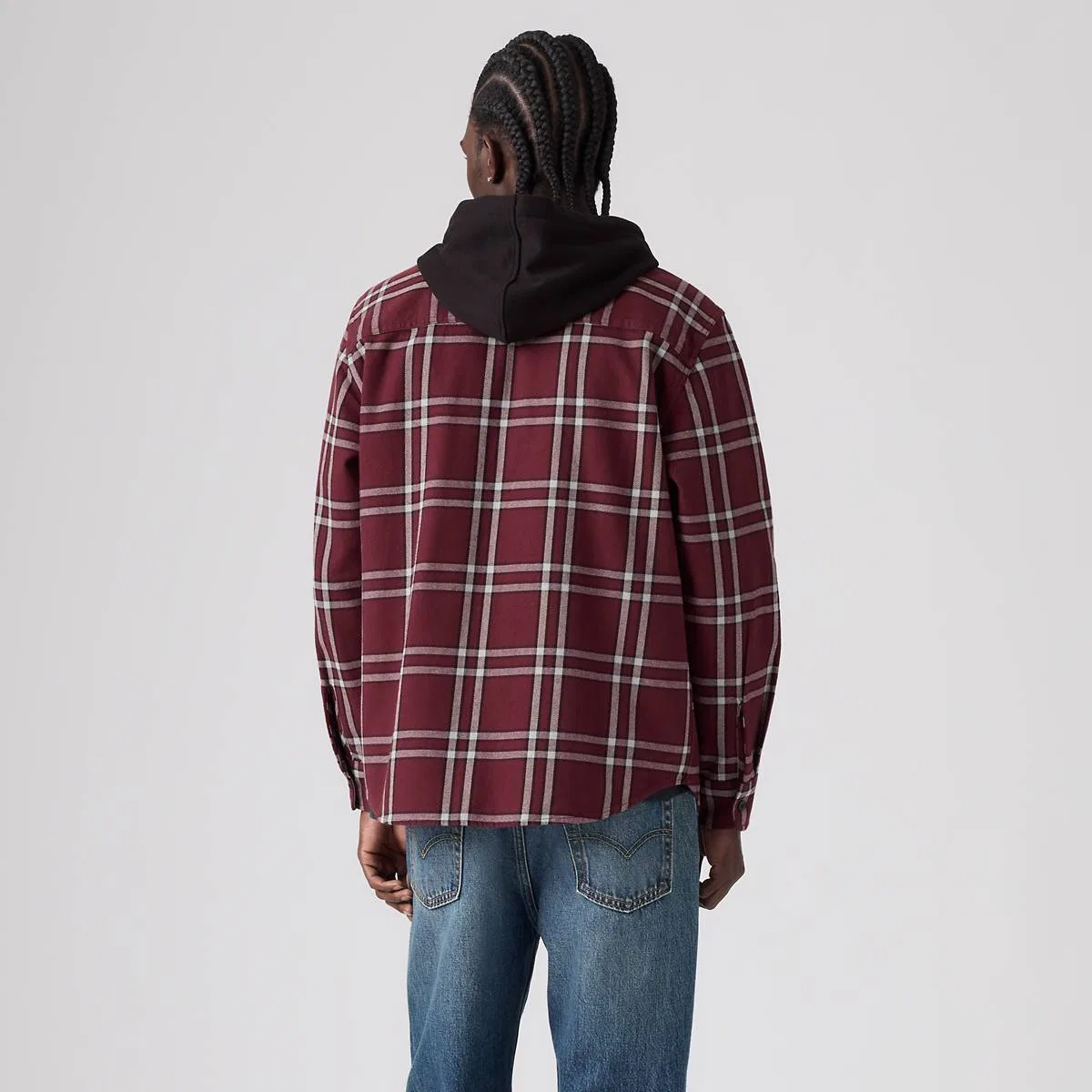 Классическая рабочая толстовка с капюшоном в стиле casual Levi's, Claude Plaid Vineyard Wine - Red — фото 4