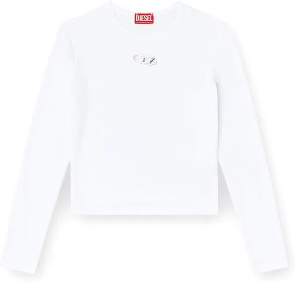Женская футболка с длинным рукавом с вырезом Oval D Diesel, White — фото 4