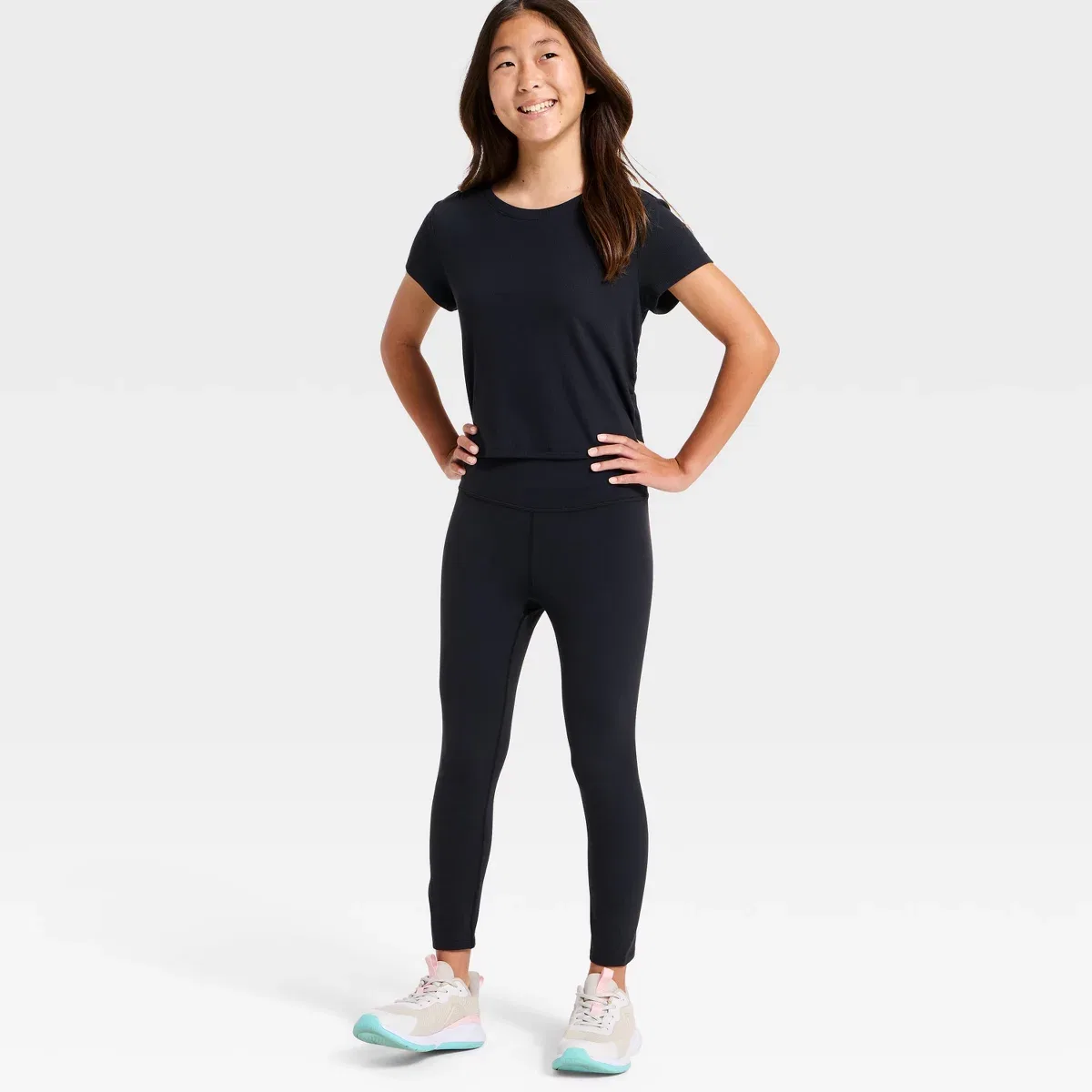 Детские леггинсы для девочек с высокой посадкой Capri KIDS PERFORMANCE, Black — фото 3
