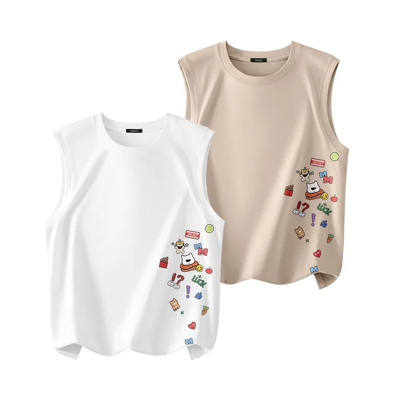 Детская майка без рукавов 2 Pack MINISO, White (Large Text)+Sand (Large Text)