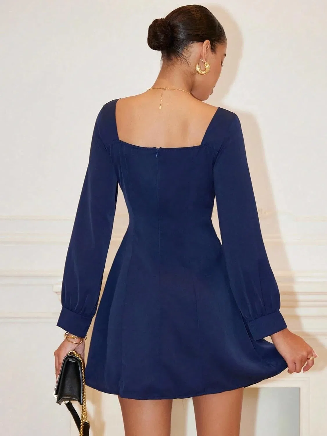 Женское платье мини A-силуэта с квадратным вырезом, Royal Blue — фото 2