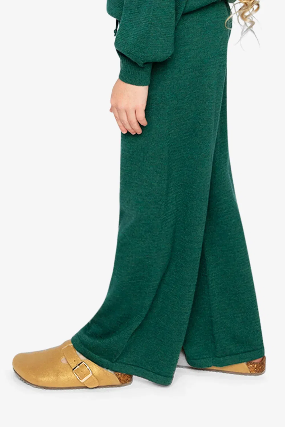Детские брюки-клеш с принтом Frosted Strawberry Deux par Deux, Jasper Printed Green — фото 3
