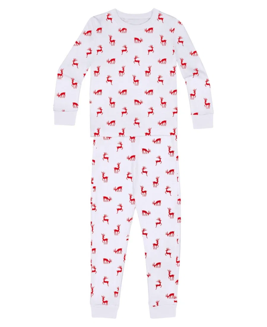 Детская пижама из органического хлопка с длинным рукавом Sant and Abel, Reindeer Red