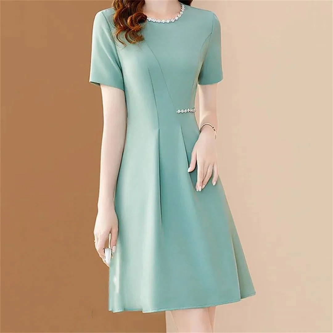 Женское платье A-силуэта с бисером, Short Sleeve, En8 — фото 2